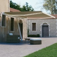 WOWONA Gelenkarmmarkise Einziehbar mit LED 400x300 cm...