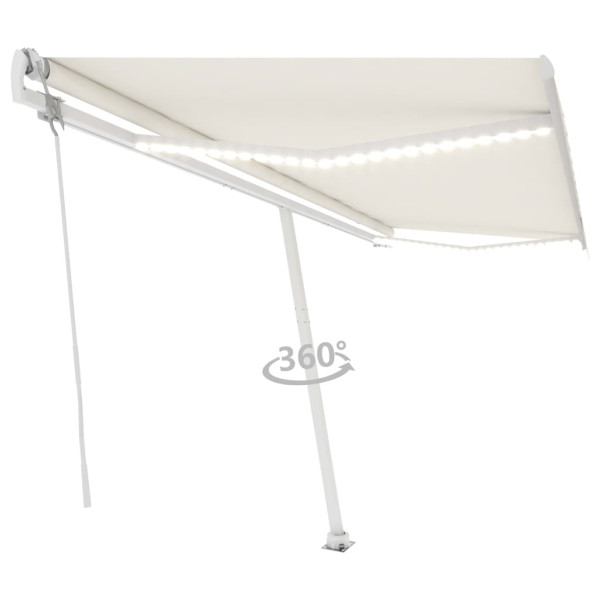 vidaXL Automatische Markise mit LED & Windsensor 500x300 Cremeweiß