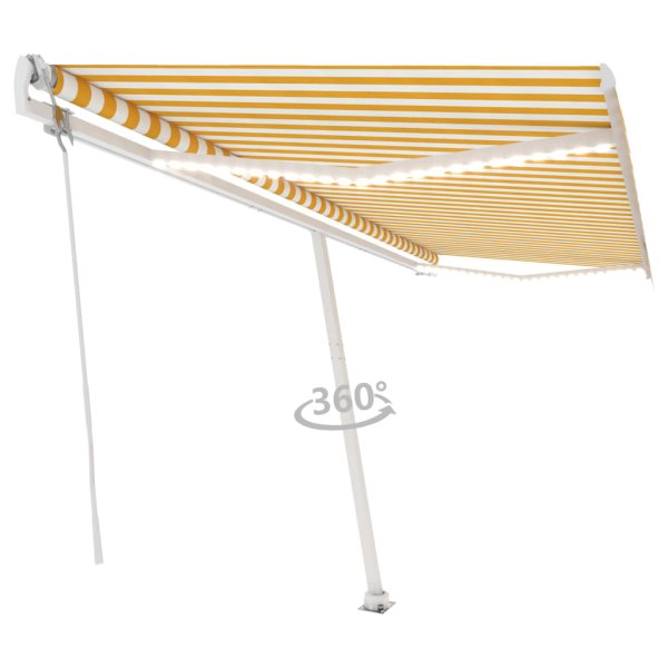 vidaXL Automatische Markise mit LED & Windsensor 500x300 Gelb/Weiß