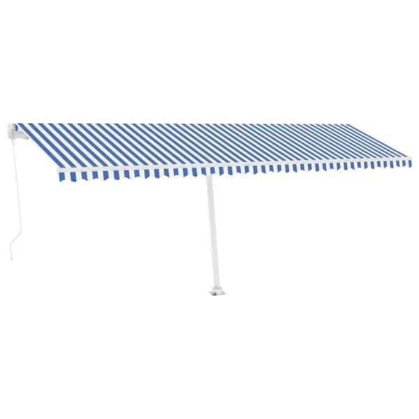 vidaXL Standmarkise Einziehbar Handbetrieben 600x300 cm Blau/Wei&szlig;