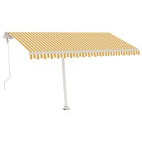 vidaXL Automatische Markise mit LED &amp; Windsensor 450x350 cm Gelb/Wei&szlig;