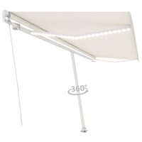 WOWONA Gelenkarmmarkise Einziehbar mit LED 500x350 cm Creme