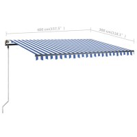 vidaXL Standmarkise Einziehbar Handbetrieben 400x300 cm Blau/Wei&szlig;