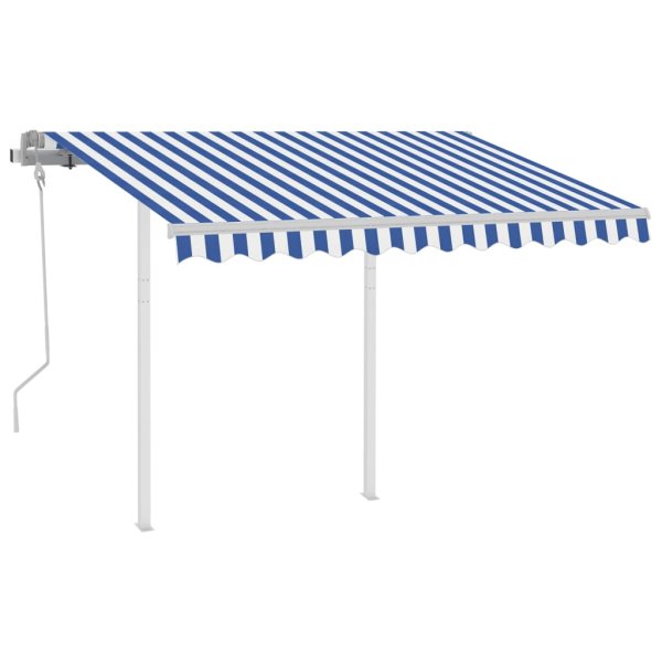 vidaXL Gelenkarmmarkise Einziehbar mit Pfosten 3,5x2,5 m Blau und Weiß