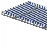 vidaXL Gelenkarmmarkise Einziehbar mit Pfosten 3,5x2,5 m Blau und Weiß