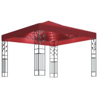 vidaXL Pavillon mit LED-Lichterkette 3x3 m Weinrot