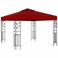 vidaXL Pavillon mit LED-Lichterkette 3x3 m Weinrot