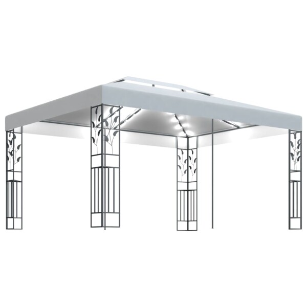 vidaXL Pavillon mit Doppeldach &amp; LED-Lichterkette 3x4 m Wei&szlig;