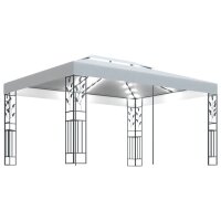 vidaXL Pavillon mit Doppeldach & LED-Lichterkette 3x4...