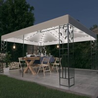 vidaXL Pavillon mit Doppeldach & LED-Lichterkette 3x4...