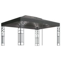 vidaXL Pavillon mit Doppeldach & LED-Lichterkette 3x4...