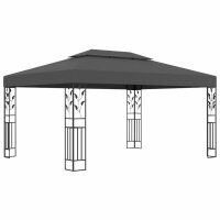 vidaXL Pavillon mit Doppeldach &amp; LED-Lichterkette 3x4 m Anthrazit