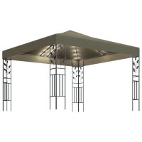 vidaXL Pavillon mit LED-Lichterkette 3x3 m Taupe