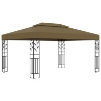 vidaXL Pavillon mit Doppeldach & LED-Lichterkette 3x4...