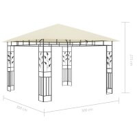 vidaXL Pavillon mit Moskitonetz &amp; LED-Lichterkette 3x3x2,73m Cremewei&szlig;