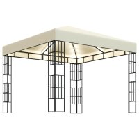 vidaXL Pavillon mit LED-Lichterkette 3x3 m Cremewei&szlig;