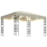 vidaXL Pavillon mit LED-Lichterkette 3x4 m Cremewei&szlig;