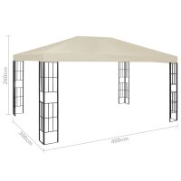 vidaXL Pavillon mit LED-Lichterkette 3x4 m Cremewei&szlig;