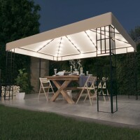 vidaXL Pavillon mit LED-Lichterkette 3x4 m Cremewei&szlig;