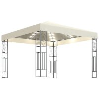 WOWONA Pavillon mit LED-Lichterkette 3x3 m Creme Stoff