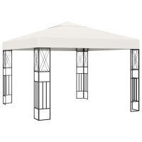 WOWONA Pavillon mit LED-Lichterkette 3x3 m Creme Stoff