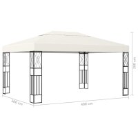 vidaXL Pavillon mit LED-Lichterkette 3x4 m Creme Stoff