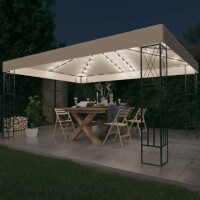 vidaXL Pavillon mit LED-Lichterkette 3x4 m Creme Stoff