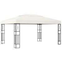 vidaXL Pavillon mit LED-Lichterkette 3x4 m Creme Stoff