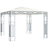 vidaXL Pavillon mit LED-Lichterkette 300x300 cm Cremewei&szlig;