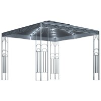 vidaXL Pavillon mit LED-Lichterkette 300x300 cm Anthrazit