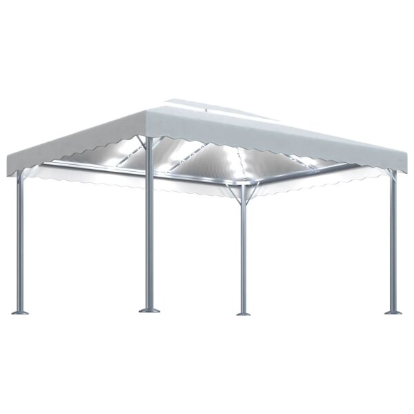 vidaXL Pavillon mit LED-Lichterkette 400x300 cm Cremewei&szlig; Aluminium