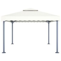 vidaXL Pavillon mit LED-Lichterkette 400x300 cm Cremewei&szlig; Aluminium