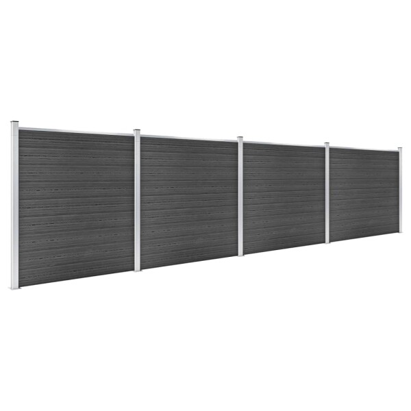 vidaXL Zaunelement Set WPC 699x186 cm Schwarz