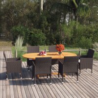 vidaXL 7-tlg. Garten-Essgruppe Poly Rattan Braun