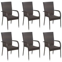 vidaXL 7-tlg. Garten-Essgruppe Poly Rattan Braun