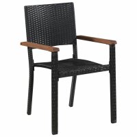 vidaXL 7-tlg. Garten-Essgruppe Poly Rattan Schwarz