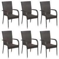 vidaXL 7-tlg. Garten-Essgruppe Poly Rattan Braun