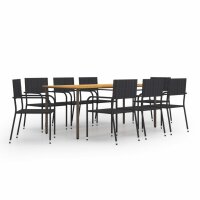 vidaXL 9-tlg. Garten-Essgruppe Poly Rattan Schwarz