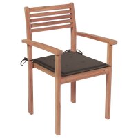 vidaXL Stapelbare Gartenstühle mit Kissen 6 Stk. Massivholz Teak