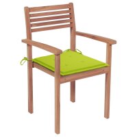 vidaXL Stapelbare Gartenst&uuml;hle mit Kissen 6 Stk. Massivholz Teak