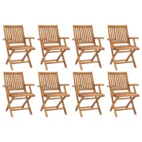 vidaXL Klappbare Gartenstühle 8 Stk. Massivholz Teak