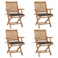 vidaXL Klappbare Gartenstühle mit Kissen 4 Stk....