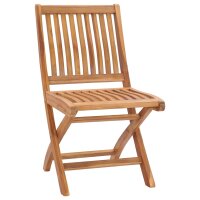 vidaXL Klappbare Gartenst&uuml;hle mit Kissen 4 Stk. Massivholz Teak