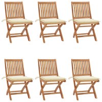vidaXL Klappbare Gartenstühle mit Kissen 6 Stk....