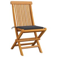 vidaXL Gartenstühle mit Anthrazit Kissen 8 Stk. Massivholz Teak