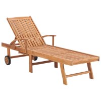 vidaXL Sonnenliegen 2 Stk. mit Tisch und Auflagen Massivholz Teak