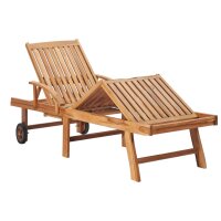 vidaXL Sonnenliegen 2 Stk. mit Auflagen K&ouml;nigsblau Massivholz Teak