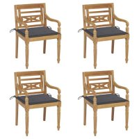 vidaXL Batavia-Stühle mit Kissen 4 Stk. Massivholz Teak