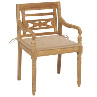 vidaXL Batavia-Stühle mit Kissen 4 Stk. Massivholz Teak