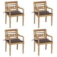 vidaXL Batavia-Stühle mit Kissen 4 Stk. Massivholz Teak